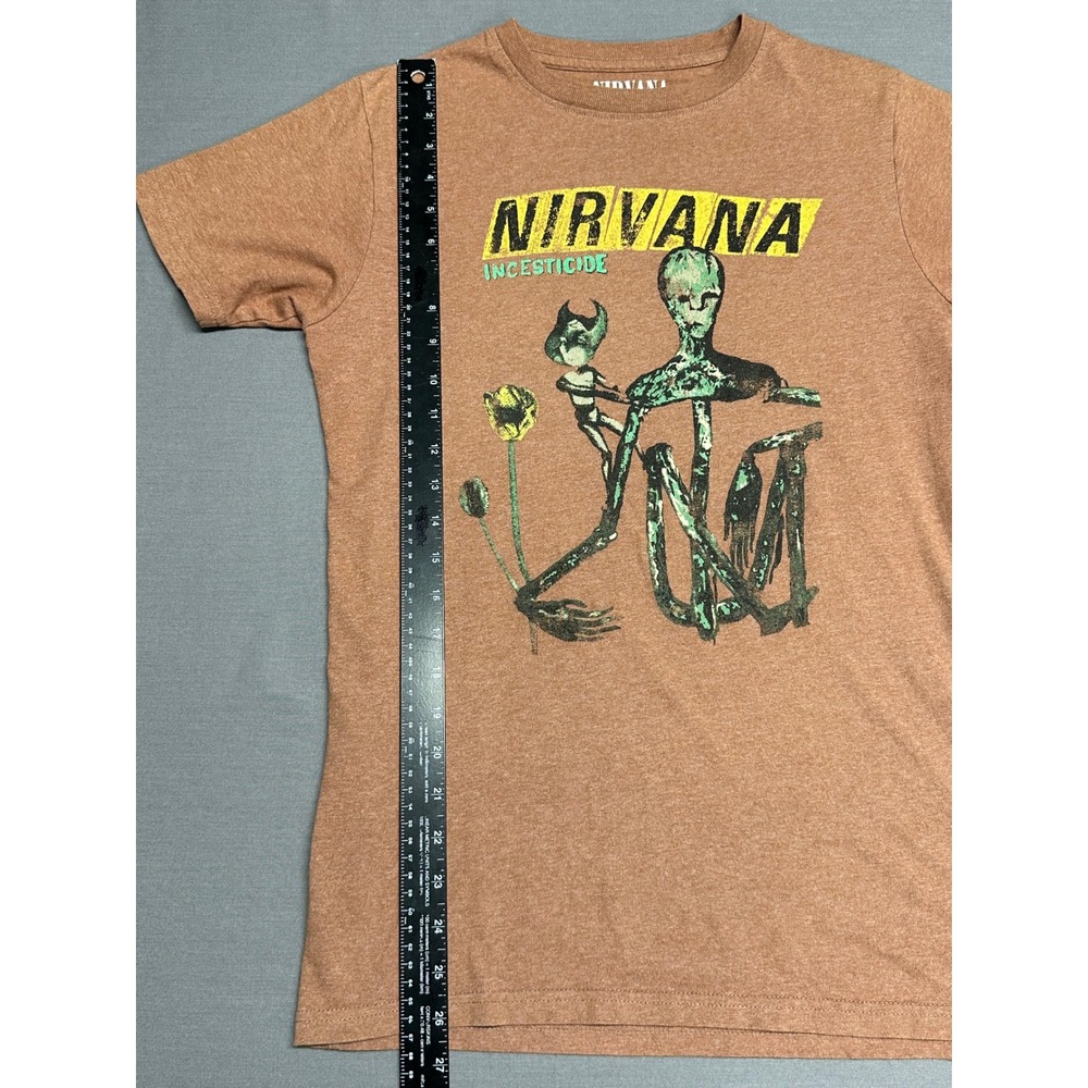 Nirvana Incesticide Graphic T-Shirt Mens Small Heather Brown Rock Off 2023 Band - Picture 4 of 6